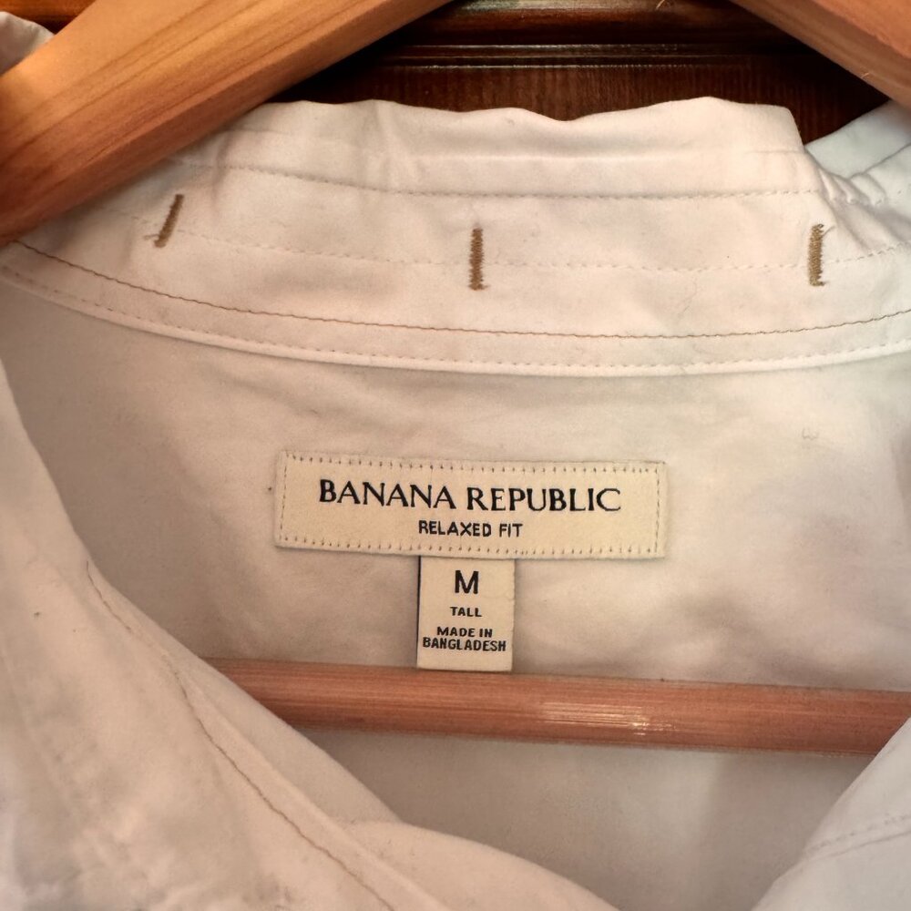 Banana Republic Relaxed Fit Washed Cotton Poplin Shirt. Ize Medium Tall.  NWT - Picture 4 of 7
